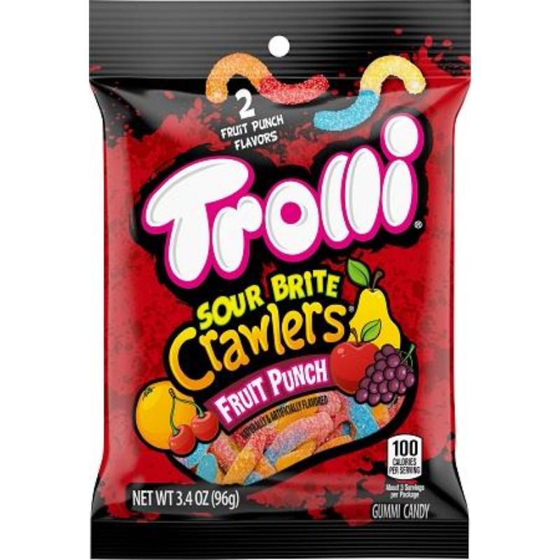 Trolli Sour Brite Crawlers Fruit Punch Peg Bag