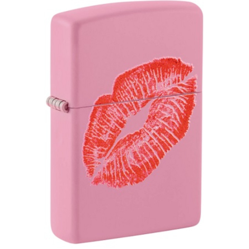 1x Zippo Kiss Lips Pink Matte Windproof Lighter Utility Flame